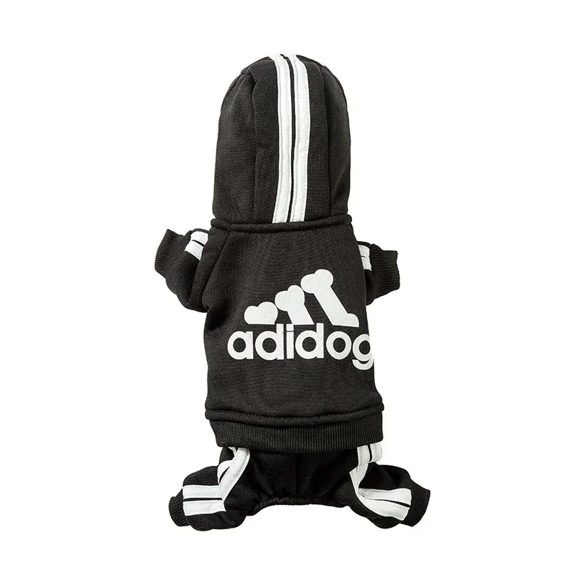 Black dog romper jumpsuit with a sporty pattern, featuring a comfortable fit and stretch for easy dressing.
