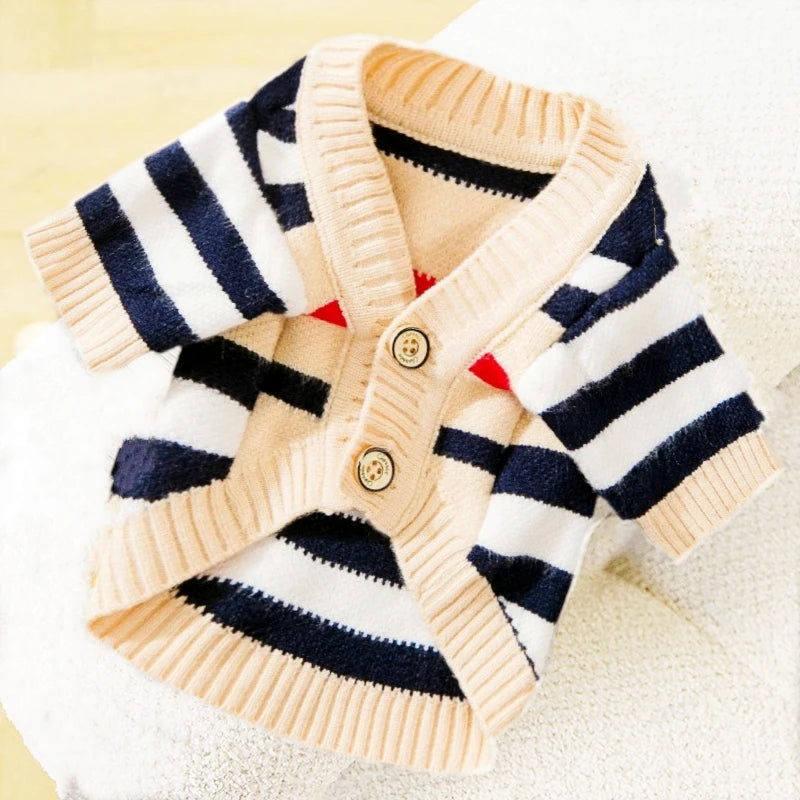 Soft London-inspired dog sweater in a classic design with subtle patterns, providing warmth and style for any occasion
