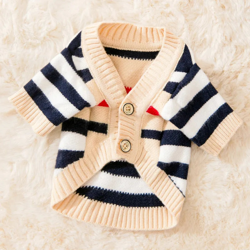 Soft London-inspired dog sweater in a classic design with subtle patterns, providing warmth and style for any occasion