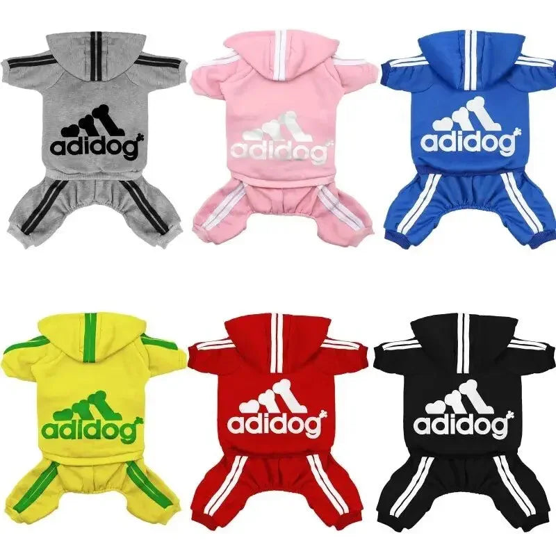 colourful dog rompers jumpsuit with a sporty pattern, featuring a comfortable fit and stretch for easy dressing.