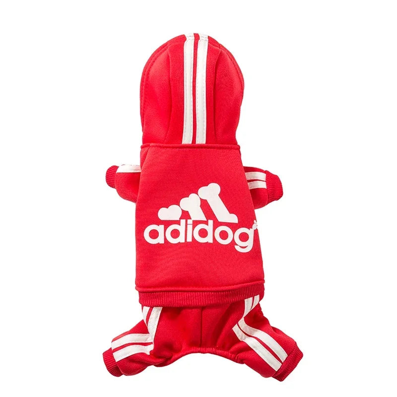 Red dog romper jumpsuit with a sporty pattern, featuring a comfortable fit and stretch for easy dressing.