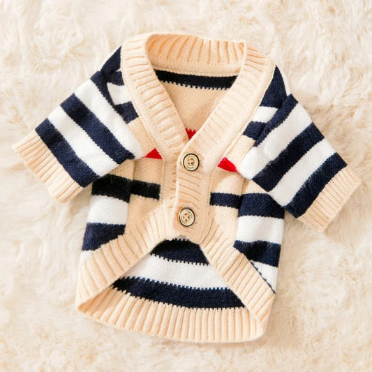 Soft London-inspired dog sweater in a classic design with subtle patterns, providing warmth and style for any occasion
